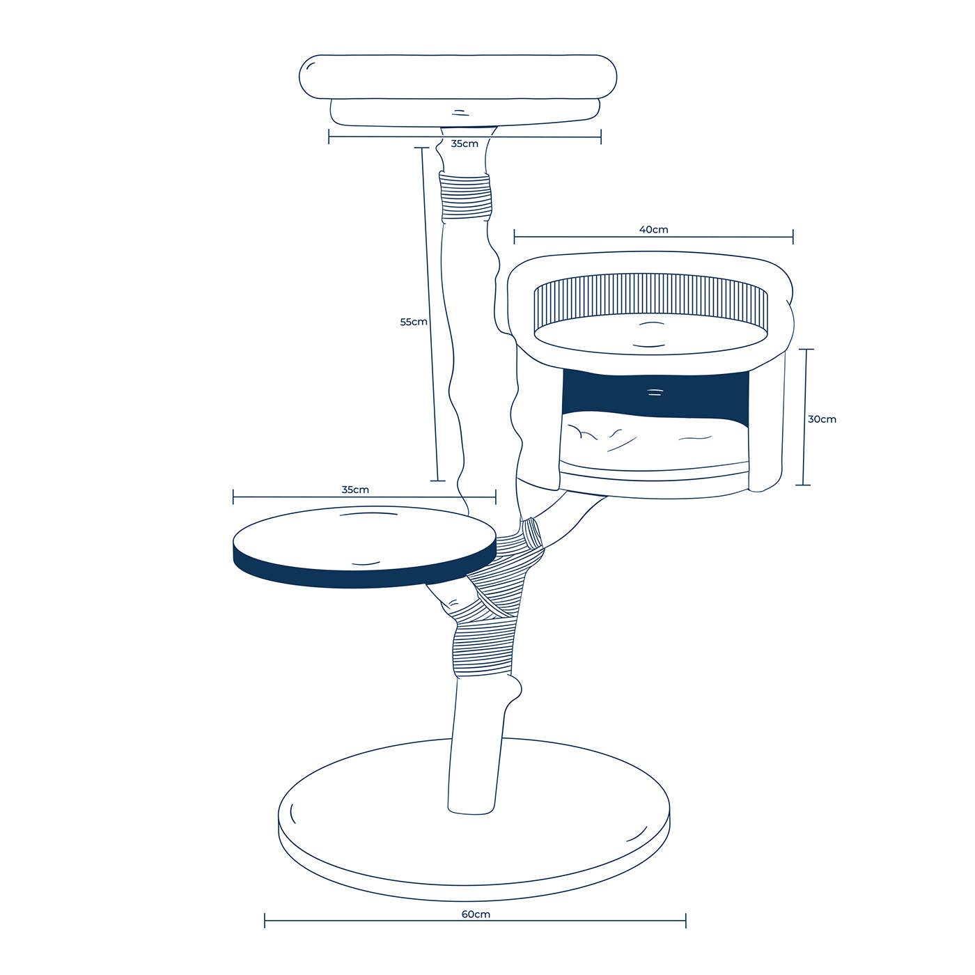 Luxuriöses Katzenkratzbaum aus Naturholz