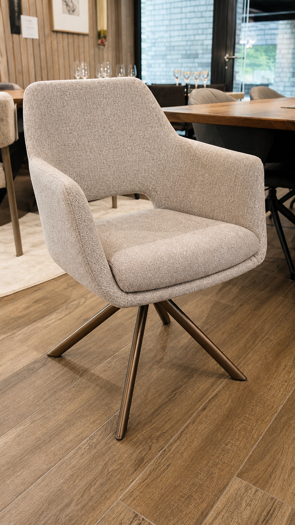 Altacorte Kenda Stuhl Beige Laccato Ottone