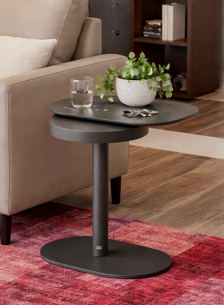 Rolf Benz Beistelltisch 8030 Schwarz Matt Oval Glas