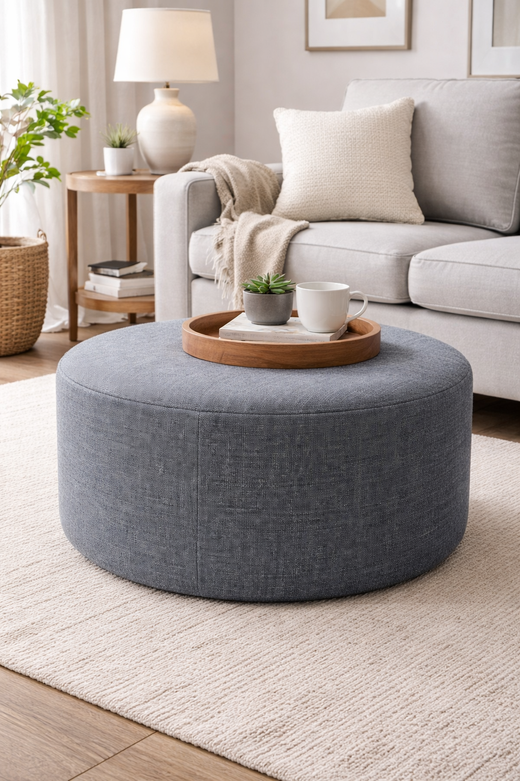 Rolf Benz Sitz-Hocker Graublau
