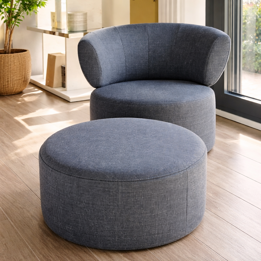 Rolf Benz Sitz-Hocker Graublau
