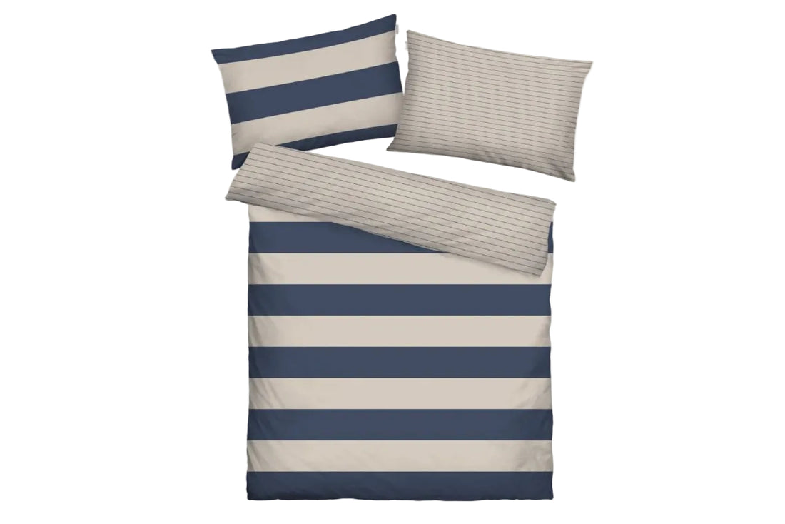Tom Tailor Bettwäsche CH Mass 160x210 + 65x100cm Navy/Sand