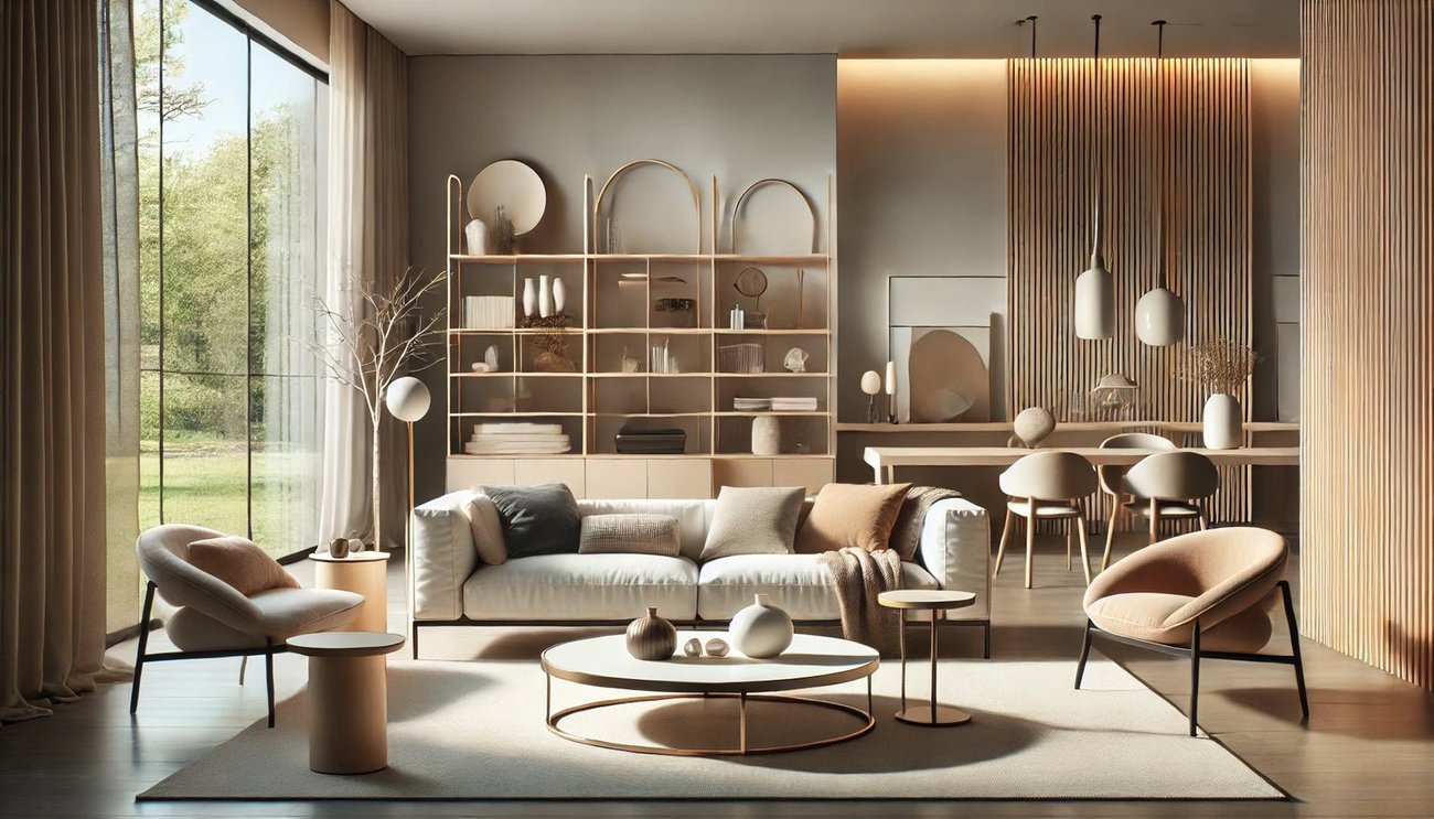Modernes Design-Wohnzimmer mit warmem Licht